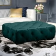 thumbnail image 2 of Pangea Home Jasper Rectangle 17" Wood Ottoman in Green Velvet, 2 of 4
