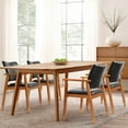 thumbnail image 3 of LSSBOUGHT Walnut Upholstered Dining Chairs Solid Wood Arm Chair Set of 2 - Black Faux Leather-2-Piece, 3 of 5