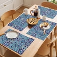 thumbnail image 5 of Vintage Morocco Placemats Set of 8 Traditional Tribal Abstract Geometric Blue Place Mats Indoor Wipeable Table Mats Washable Dining Table Placemats for Kitchen Holiday Party Home Decor 13x19 Inch, 5 of 9