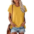 thumbnail image 2 of Fgnfyis Womens Tops Women Cap Sleeve Summer Casual O Neck Solid Color T Shirts Loose Fit Blouse Short Sleeve T Shirts for Women Yellow_001 M, 2 of 7
