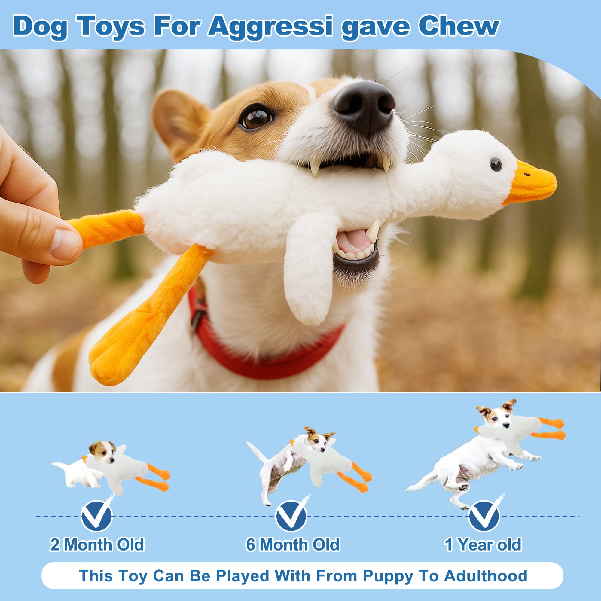 Unique Bargains Dog Toys for Aggressive Chewers Goose Chew Toy White