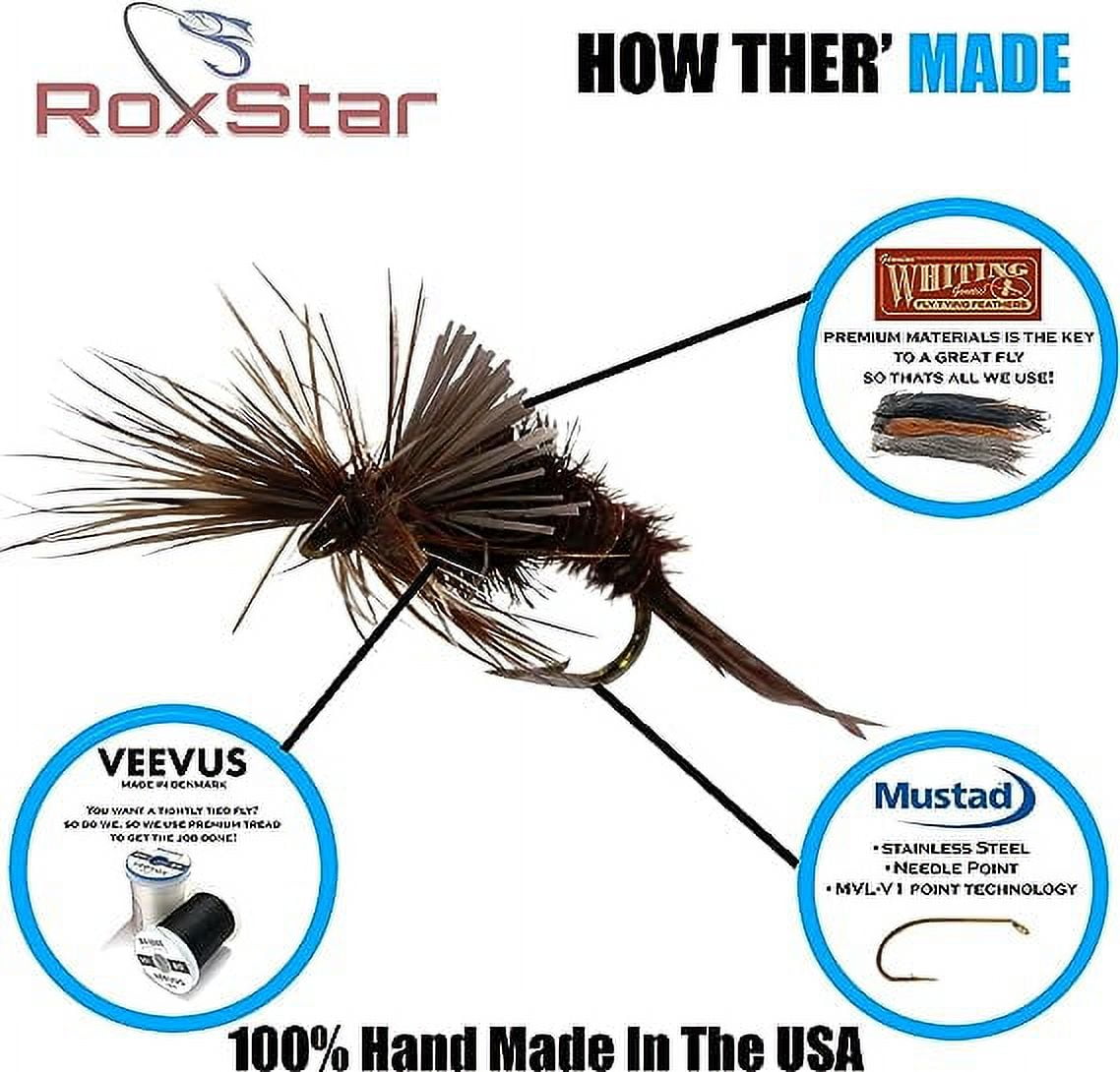 RoxStar Fishing Fly Shop, Trophy Extended 24pk, Wet & Dry Trout Flies, Gift  Box Included.