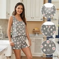 thumbnail image 5 of MLDRA Pajamas for Women Set Pj Sets Cute Tank Shorts Soft 2 Piece Lounge Set Ladies Sleepwear Summer Pj Grey L, 5 of 8
