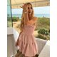 thumbnail image 4 of HH TRAF Vestidos de verano para mujer 2024 Moda Rosa Cuello cuadrado Fruncido Sin mangas Vestido corto plisado sin espalda informal para mujer, 4 of 5