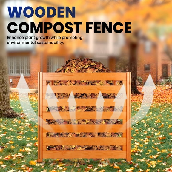 Wooden 3 Panel Fence for Air Conditioner Enclosure, Trash Can Fence & Garden Privacy Screen with Compost Bin Function, Outdoor Backyard Patio Decorative Weather-Resistant Fencing Panel
