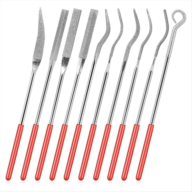 Juego de 10 Mini Limas de Aguja de Diamante de 5,5 Pulgadas, Juego de Limas de Diamante Surtidas, Herramientas para Tallar Madera para Afilar Joyas de Cerámica