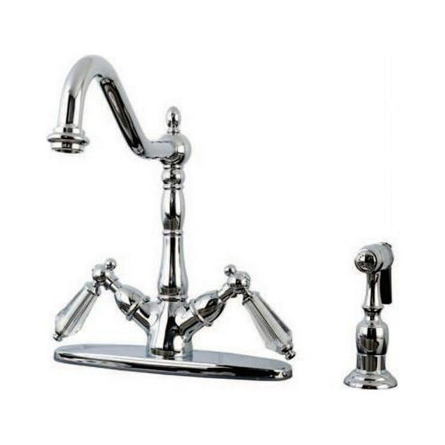 Kingston Brass KS1231WLLBS Mono Deck Mount Kitchen Faucet with Brass Sprayer, Chrome