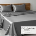 thumbnail image 3 of LINENWALAS California King Sheet Sets, Cooling Sheets, 100% Viscose from Bamboo, Deep Pocket Up to 16", Luxury & Soft Bed Sheets (Cal King, Light Grey), 3 of 9