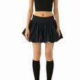 thumbnail image 3 of Women'S High Waist Ruffle Hem Bubble Mini Skirt A Line Flared Cute Skirts Streetwear Black M, 3 of 9