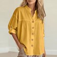 thumbnail image 6 of Njagoc3 Linen Button down Shirt Women Summer Fall Fashion Long Sleeve Cotton Gauze Tops Dressy Casual Work Blouse, 6 of 6