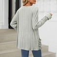 thumbnail image 4 of Ecqkame Fall Cardigans for Women 2024 Casual Open Front Brushed Stripe Long Sleeve Jacket Solid Color Outerwear Coats with Pockets A-Gray XXL on Clearance, 4 of 4