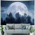 thumbnail image 4 of Creowell Forest Moon Tapestry, Trippy Tapestry Mystic Forest Starry Night Full Moon Wall Hanging Tapestry For Bedroom Living Room Dorm 40x60inch, 4 of 6