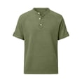 thumbnail image 5 of HBYJLZYG Men's Cotton Linen Blend Henley T-Shirt with 3-Button Placket, Short Sleeve, Raglan Sleeve, Breathable, S-XXXXL for Everyday & Outdoor, 5 of 8