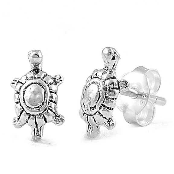 Turtle Stud Earrings Sterling Silver