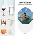 thumbnail image 6 of Honeii Two Brave Cats Are Floating On The Sea Iceberg print Leather Coaster Set of 4, ideal for safeguarding your furniture from drinks spills and effortless cleanup-Octagon, 6 of 6