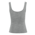 thumbnail image 3 of A2Y Women's Ribbed Henley Scoop Neck Sleeveless Tank Top Heather Grey S, 3 of 5