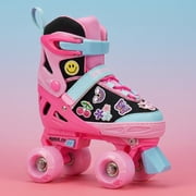 Roller Derby Girls Remix Quad Roller Skates with Patches Adjustable Sizes (3-6)