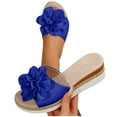 thumbnail image 4 of Viluyesy Womens Slide Sandals, Cute Floral Slip-On Open Toe Spring Summer Beach Wedge Shoes Blue 9.5, 4 of 9