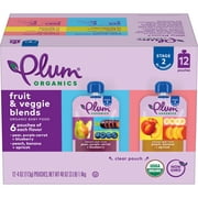 Plum Organics Stage 2 Organic Baby Food, Variety Flavors, 4 oz Pouches (12 Pack)