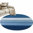 thumbnail image 2 of 3ft Round Rug, Blue Ombre Stripe Non-Skid Rubber Backing Large Area Rugs - Living Room Bedroom Home Office, Farmhouse Striped Modern Abstract Art Indoor Floor Mat Carpets Washable Rug, 2 of 9