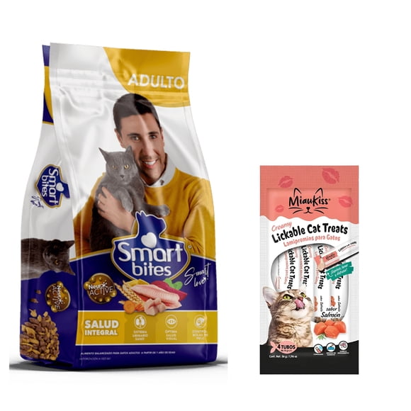 SMART BITES GATO 15 KG + MIAUKISS LICKABLE SALMON 4 PACK 56GR