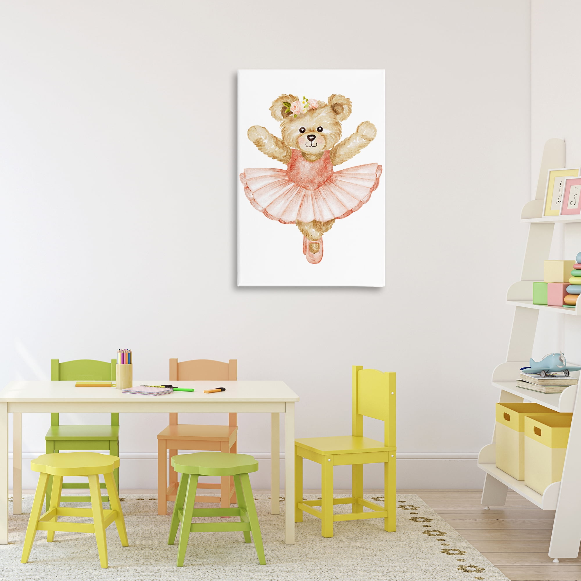 Teddy Bear Ballet Tutu Canvas Wall Art, design by Amy Hall