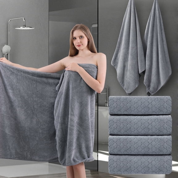 COVINA Home 4-Pack Bath Towel Set Microfiber Bathroom Towel Set Ultra Soft Plush Oversized Towels Adult Luxury Bath Sheet