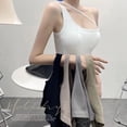 thumbnail image 4 of Women's Crop Tops Shoulder Ribbed Seamless Exercise Workout Tank Tops, 4 of 5