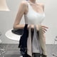 thumbnail image 4 of Tops cortos para mujer con canalé en los hombros y sin costuras para hacer ejercicio, 4 of 5