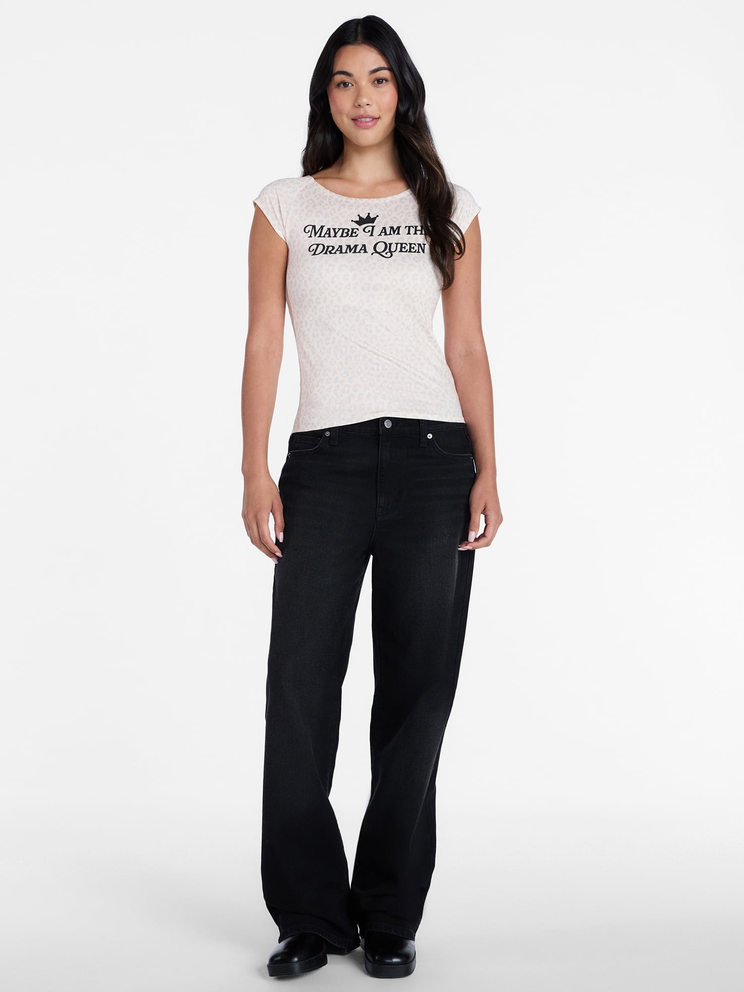Women's Drama Queen Graphic Tee with Short Sleeves, Sizes XXS-XXL