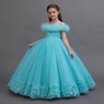 thumbnail image 5 of hengsof Girls' Flower Girl Dresses Princess Dresses Sweet Lace Wedding Party Tutu Dresses Fashionable Off The Shoulder Tulle Dresses Ages 3-14, 5 of 6