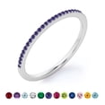 thumbnail image 1 of JeenMata Alianza de Boda Clásica con Detalles Pavé, Corte Redondo de 0,25 Quilates (Piedra Natal de Junio), Baño de Oro Blanco de 18 K sobre Plata, 1 of 6
