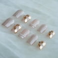 thumbnail image 3 of [GLORS] Purely Handmade Short Press On Nails | Elegant French Pink Pearl Gold Fake False Nail | Salon Quality in Short Square Press on Nails (M, SS) ALT2, 3 of 3