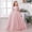 Pink, variant on Fesfesfes Toddler Girls Dress Net Yarn Embroidery Rhinestone Solid Color Birthday Party Gown Long Dresses