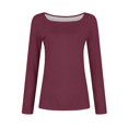 thumbnail image 4 of TQWQT Women Tops Tight Long Sleeve Shirts Cute Y2k Deep Red Shirts Slim Fit Crop Tops Square Neck Tshirts Trendy Basic Teen Girls Winter Clothes XL, 4 of 6