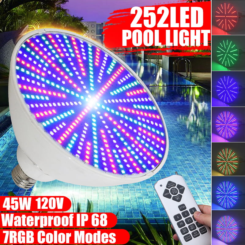 Surborder Shop 120V Color Changing 35W Replacement Swimming Pool Bulb Lights with Remote Led Light for Pentair Hayward Light Fixture E27/E26 