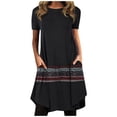 thumbnail image 2 of Summer Saving Wycnly Summer Dresses for Women Loose Swing Pocket Tunic Tshirt Knee-Length Dresses Short Sleeve Crewneck Floral Print Midi 2024 Casual Dress Black xxl Under $5, 2 of 5