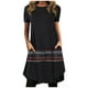 thumbnail image 2 of Puntoco Vestido De Manga Corta Con Cuello Redondo Estampado A La Moda Para Mujer Con Bolsillos Vestido De Cuello Redondo De Manga Corta Negro Xl,Regalos Para Mujer Joven, 2 of 5
