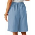 thumbnail image 4 of Shorts for Women Knee Length High Waisted Cotton Elastic Wasit Summer Dressy Casual Long Shorts Light Blue XXL, 4 of 8
