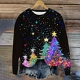 thumbnail image 6 of asdoklhq Winter Sweaters for Women 2024 Women Christmas Christmas Tree Shining and Sparkling Print Loose Round Neck Sweatshirt Long Sleeved Top Hooded Sweatshirt Multicolor L, 6 of 7