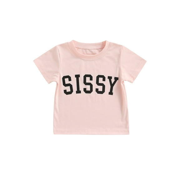 Qmyliery Kids Tops Short-sleeved Round Neck Letter Printing Shirt Tops Casual