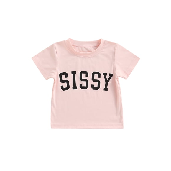 Xingqing Toddler Baby Boy Girl Cotton T-Shirt Tops Short Sleeve Summer Brother Sister Matching Outfits Clothes