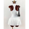 thumbnail image 2 of White Collared Sleeveless Button-Front Cinched Waist Mini Pleated Dress For Women, 2 of 7