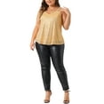 thumbnail image 2 of Agnes Orinda Women's Plus Size Sequin Tops Metallic Sparkle Sleeveless Spaghetti Strap Cami Party Tank Tops 1X Gold, 2 of 6