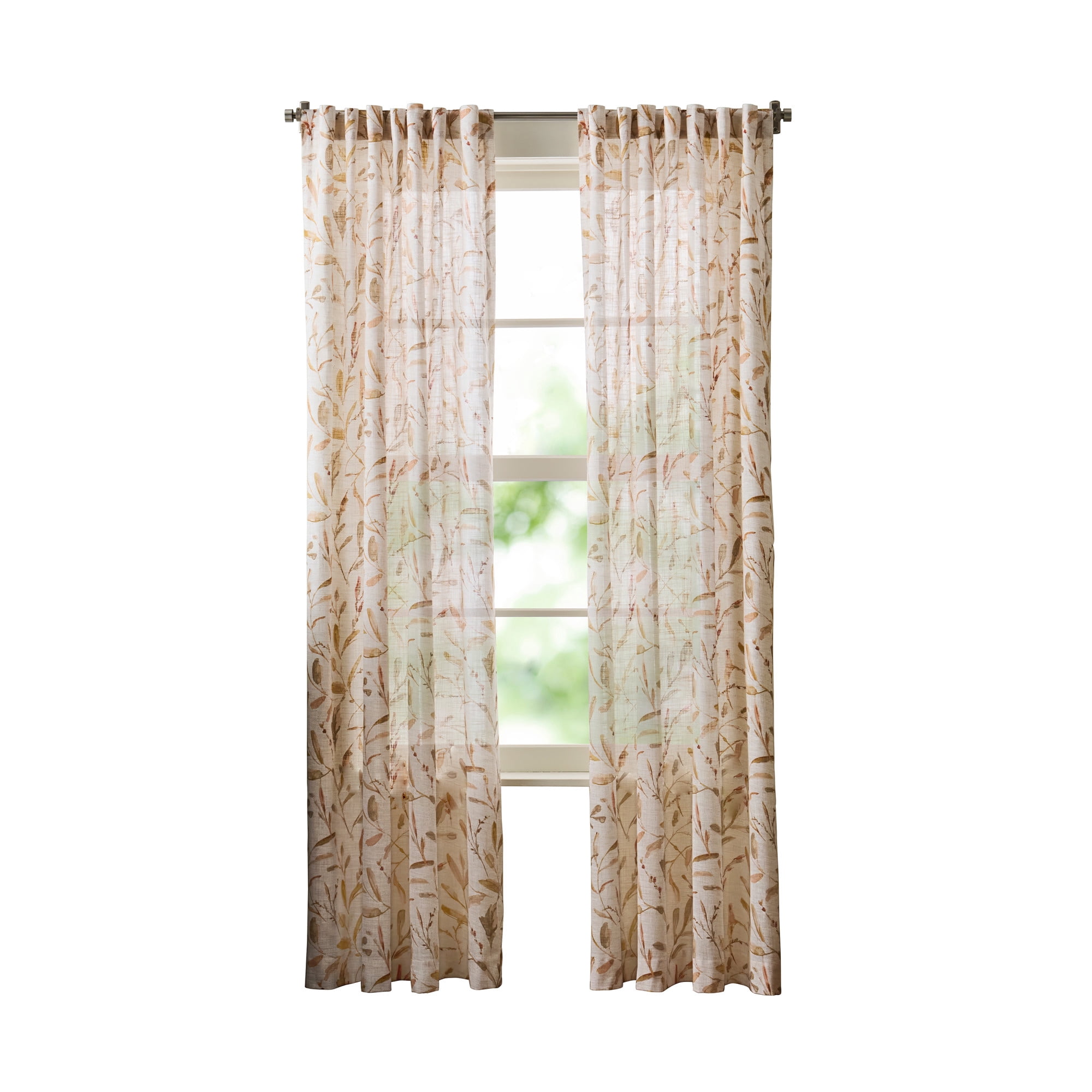 Martha Stewart Vernon Curtain Panel Pair, Clay, Back Tab, Light Filtering, Indoor, Adult, 2 Piece Set, 50" x 95"