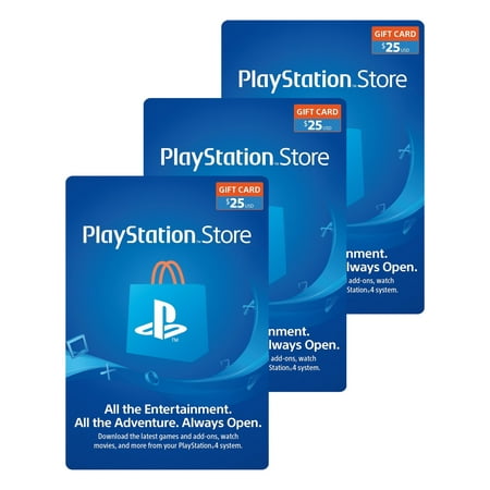 Sony PlayStation Physical Gift Cards $75.00 Multi-Pack (3 x $25.00 cards)