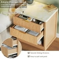 thumbnail image 3 of Fluted Nightstand with 2 Drawers, 24'' Night Stand with Wireless Charging Station, Mid Century Modern Side Table with Faux Marble Top, Large Wooden Bedside End Table for Bedroom, Oak, 3 of 9