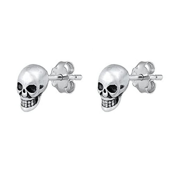 Sterling Silver Stud Earrings - Skull