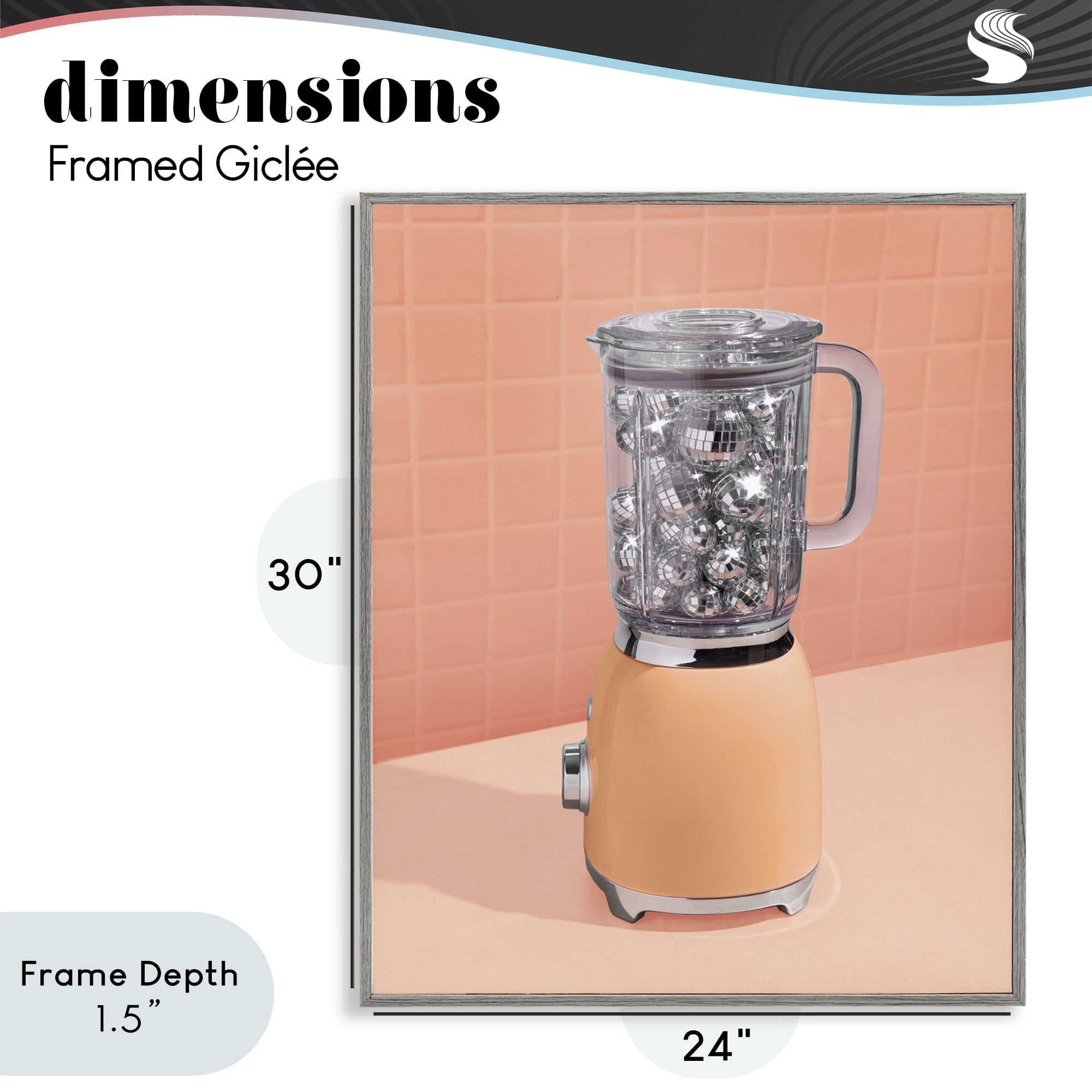 Stupell Industries Disco Drink Blender over Orange Gray Framed Giclee Art, design by LISH Creative