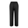 thumbnail image 4 of YUGYXL Casual Cotton Linen Pants for Women 2025 Summer Loose Fit Straight Leg Drawstring Elastic Waist Beach Pants Black XXXL, 4 of 6